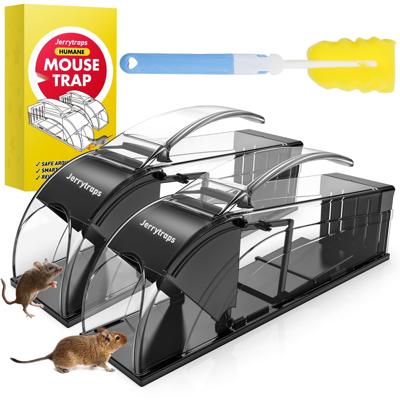 Mouse Traps Humane 2 Pack Trap Set Easy Catch Release Live Indoor/Outdoor  Rats