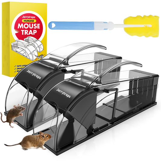 umane Mouse Trap No Kill,Catch and Release Indoor/Outdoor Mouse Traps for Mice,Easy to Set,Mouse Catcher Quick Effective Reusable and Safe for Families Black 2PCS